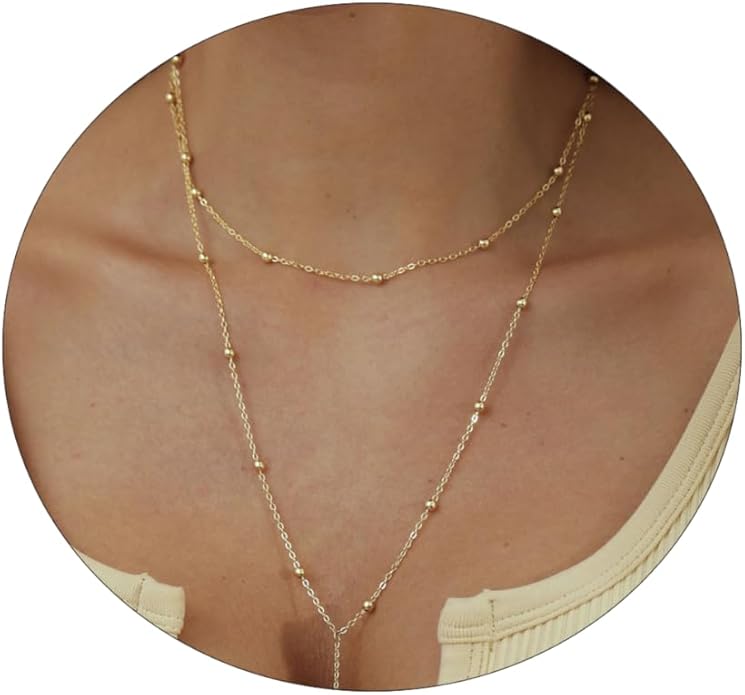 Gold Y Necklace for Women 14K Gold Plated Y-Shaped Drop Necklaces CZ Long Necklace Cubic Zirconia Pendant Layered Long Lariat Necklace Women Jewelry