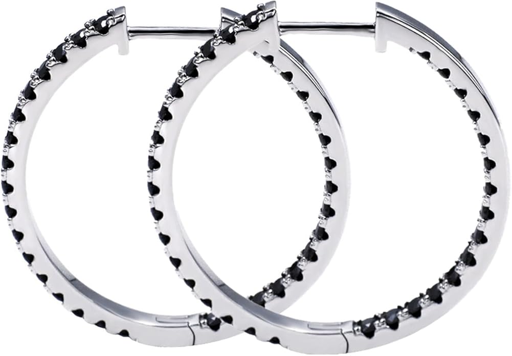 Moissanite Hoop Earrings for Women, S925 Sterling Silver, 18K White Gold Plated, D Color VVS1