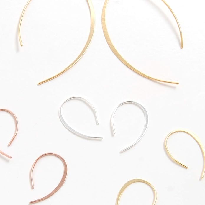 Upside Down Hoop Earrings - Hypoallergenic Lightweight Wire Needle Drop Dangle Threader Hoops for Women, Safe for Sensitive Ears - Plated in 925 Sterling Silver or 18k Gold