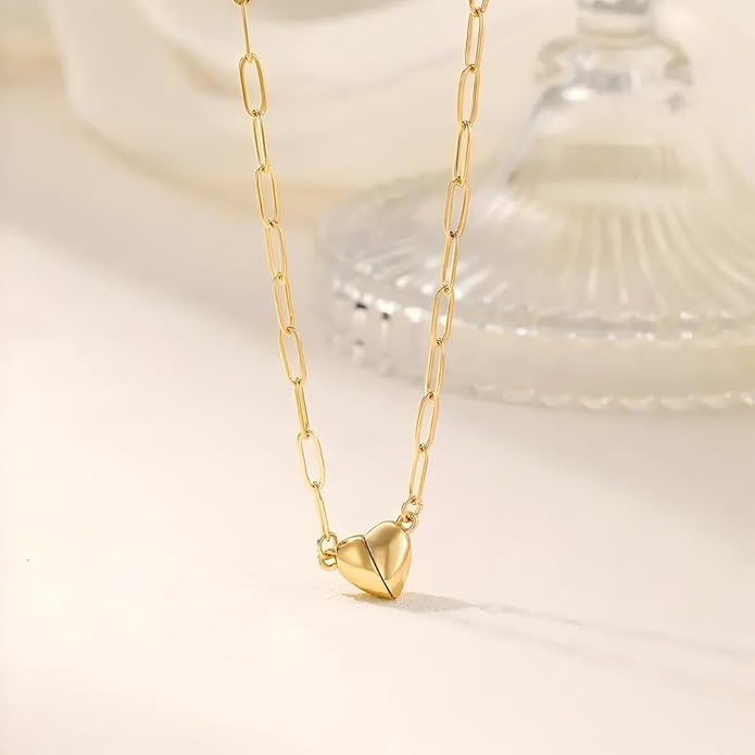 Tewiky Cute Heart Necklace Tiny 14k Gold Heart Pendant Choker Necklaces Small Gold Love Open Heart Chain Necklace for Women Dainty Gold Necklace Gifts for Her