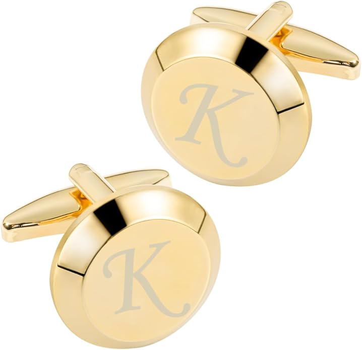 GWD Cufflinks for Men Stainless Steel Initial Cuff Links Alphabet Letter A-Z Groom Father Gift