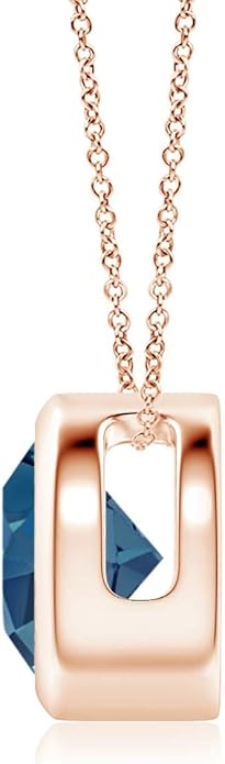Angara Natural London Blue Topaz Solitaire Pendant for Women | Round Blue Topaz Pendant Necklace in 14K Solid Gold/Silver/Platinum With 18" Chain | December Birthday, Gemstone Jewelry Gift