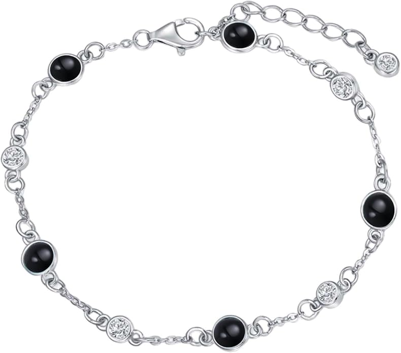 Anklet Bracelet for Women 925 Sterling Silver Natural Stone Chain Ankle Bracelet Beach Summer Fine Jewelry Birthday Christmas Gifts for Women Her Mom