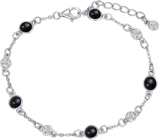 Anklet Bracelet for Women 925 Sterling Silver Natural Stone Chain Ankle Bracelet Beach Summer Fine Jewelry Birthday Christmas Gifts for Women Her Mom