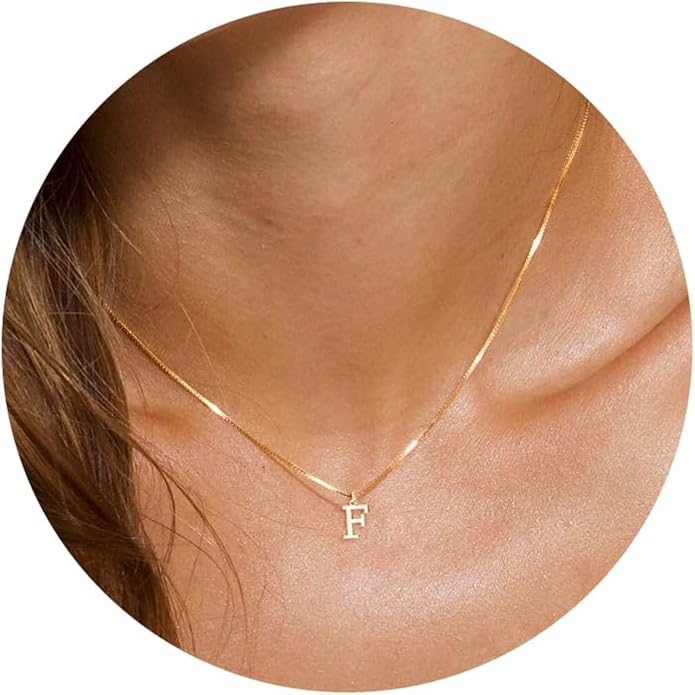Foxgirl Gold Initial Necklaces for Women, Dainty Gold Letter Necklace Tiny A-Z Pendant Choker Necklace Trendy Cute Personalized Monogram Name Necklace Gold Jewelry Necklace for Women Gift