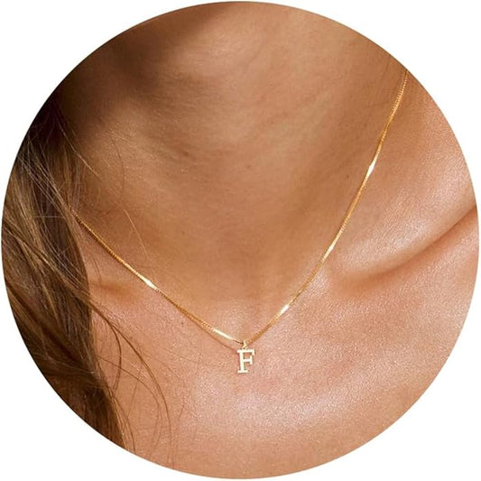 Foxgirl Gold Initial Necklaces for Women, Dainty Gold Letter Necklace Tiny A-Z Pendant Choker Necklace Trendy Cute Personalized Monogram Name Necklace Gold Jewelry Necklace for Women Gift
