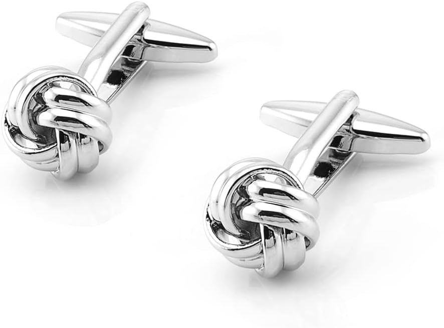 Jonwo Knot Cufflinks in Gift Box Cuff Links for Men Lady Daily Wear Business Wedding Party Tuxedo Shirt Birthday Gift