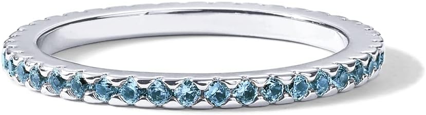 PAVOI 14K Gold Plated Sterling Silver Colored CZ Stones Stackable Ring | Simulated Diamond Eternity Bands for Women