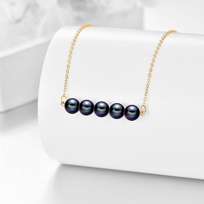 KECHO 14K Real Gold Freshwater Cultured Pearl Pendant Necklace 14K Solid Gold Jewelry Anniversary Birthday Gifts for Women
