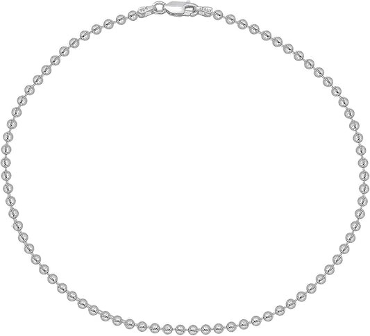 Savlano 925 Sterling Silver Solid Italian Figaro, Rope,Herringbone, Curb, Ball Bead, Snake, Mariner Chain Anklet for Women, Comes in 0.8mm - 5mm With Gift Box
