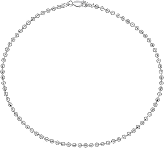 Savlano 925 Sterling Silver Solid Italian Figaro, Rope,Herringbone, Curb, Ball Bead, Snake, Mariner Chain Anklet for Women, Comes in 0.8mm - 5mm With Gift Box