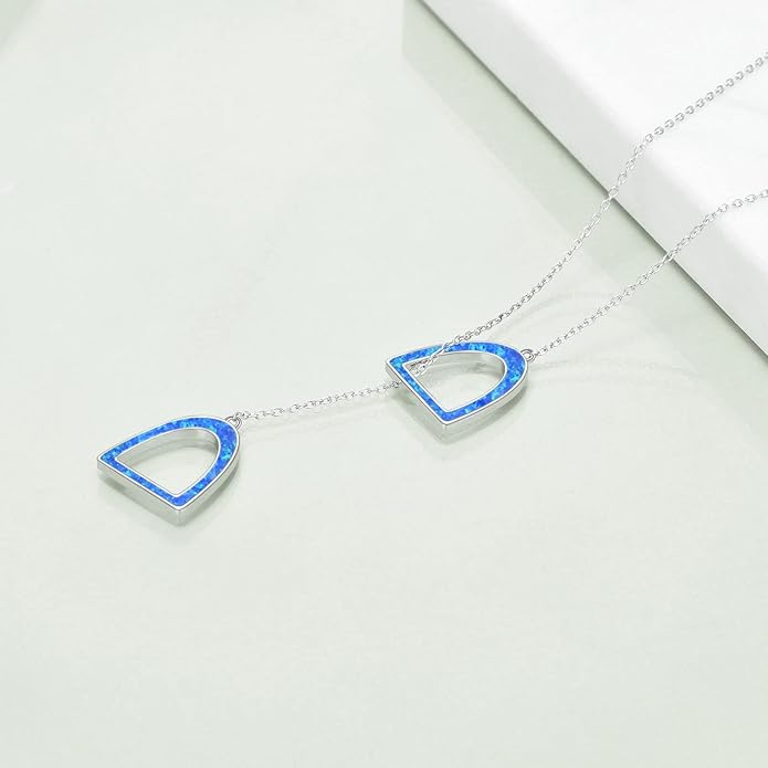 YFN Sterling Silver Double Horse Strirrup Lariat Necklace Gift For Women