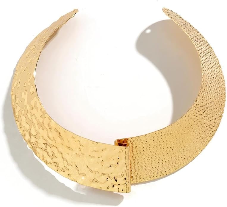Gold Collar Necklace for Women Trendy African Jewelry Minimalist Statement Choker Metal Jewelry Gifts for Parties, Evenings, and Everyday Wear