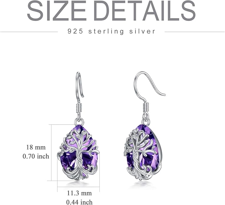 TOUPOP Tree of Life Earrings 925 Sterling Silver Family Tree Dangle Drop Earrings Crystal Jewelry Birthday Christmas Gifts for Women Her