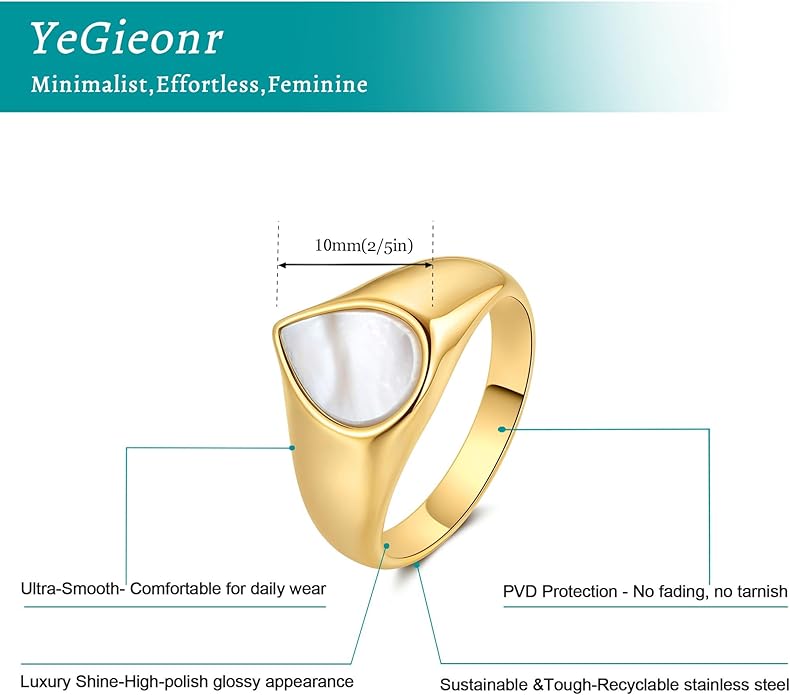 YeGieonr Gold Rings for Women Trendy Non Tarnish Chunky Gold Plated Ring, Waterproof Stainless Steel Gold Jewelry Gift