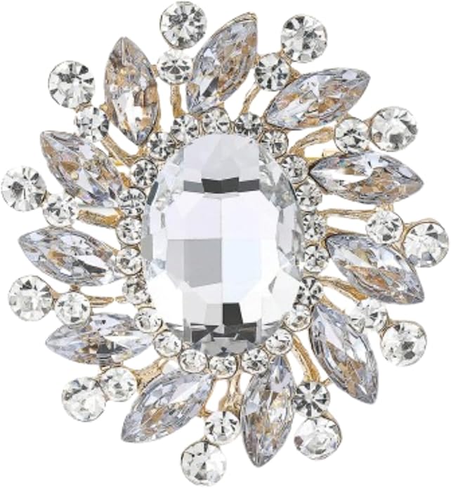 Rhinestone Brooch for Women,Vintage Crystal Flowers Brooch Statement Crystal Glass Lapel Pins Prom Classic Jewelry