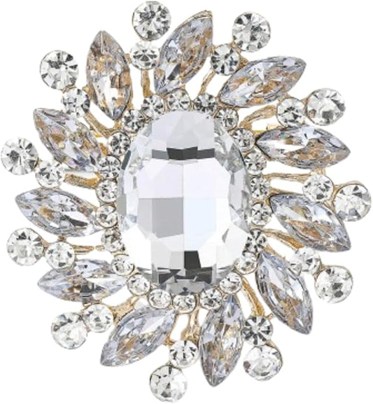 Rhinestone Brooch for Women,Vintage Crystal Flowers Brooch Statement Crystal Glass Lapel Pins Prom Classic Jewelry