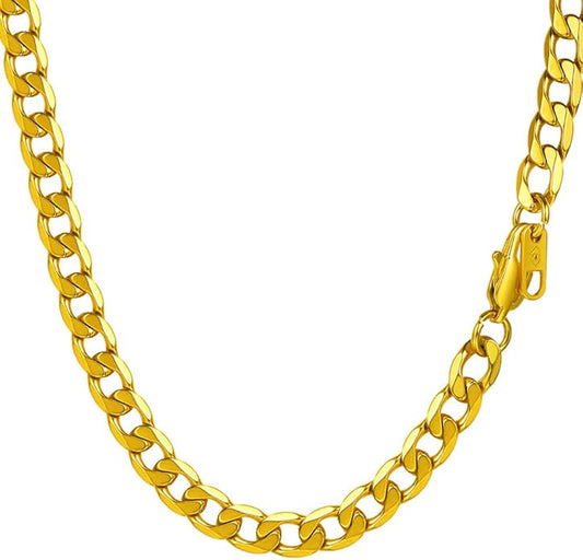 PROSTEEL 316L Stainless Steel Cuban Link Chain Necklaces for Men, Black/18K Gold Plated, Hypoallergenic Jewelry, 4mm-13mm, 14"-30", Come with Box
