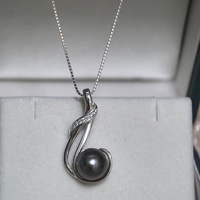 Gifts for Women Wife-Tahitian Black Pearl-Necklace-Gift for Wife Wedding Birthday Anniversary Jewelry-Mom Girlfriend Her Mothers Day Gifts for Mom Women Valentines Day Christmas Day Gifts