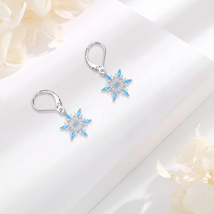 Sterling Silver Tree of Life/Flower/Bee/Animals/Cat/Hummingbird Dangle Earrings Moonstone Turquoise Drop Leverback Earrings Jewelry Gifts