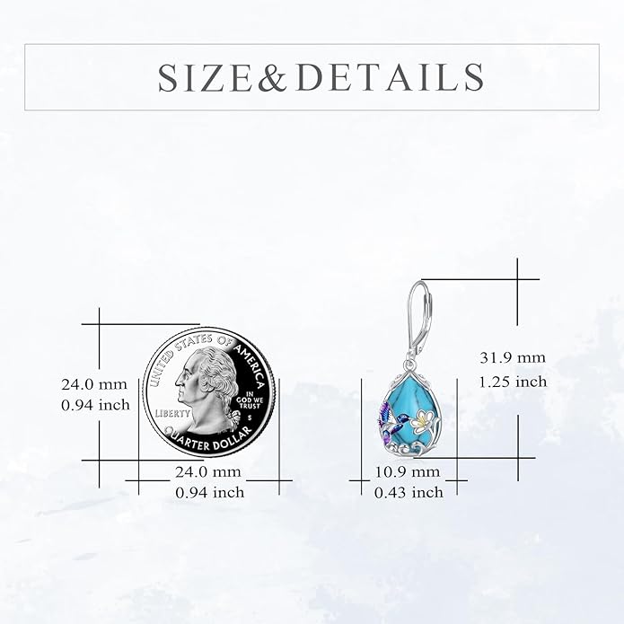 YFN Hummingbird Earrings Bird Dangle 925 Sterling Silver Jewelry Gifts for Women
