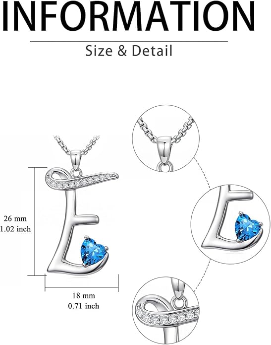 Christmas Gifts for Women Alphabet A to Z Initial Birthstone Pendant Necklaces for Women - 18k White Gold Plated Personalized Name Jewelry Valentine Mothers Day Birthday Gifts for Women Her Girlfriend