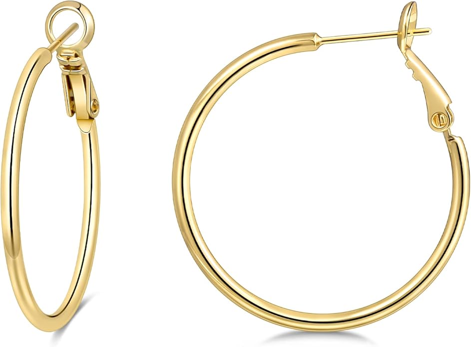 Gacimy Gold Hoop Earrings for Women 14K Gold Plated, 925 Sterling Silver Post Hypoallergenic Earrings Hoops for Women