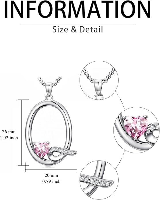 Christmas Gifts for Women Alphabet A to Z Initial Birthstone Pendant Necklaces for Women - 18k White Gold Plated Personalized Name Jewelry Valentine Mothers Day Birthday Gifts for Women Her Girlfriend