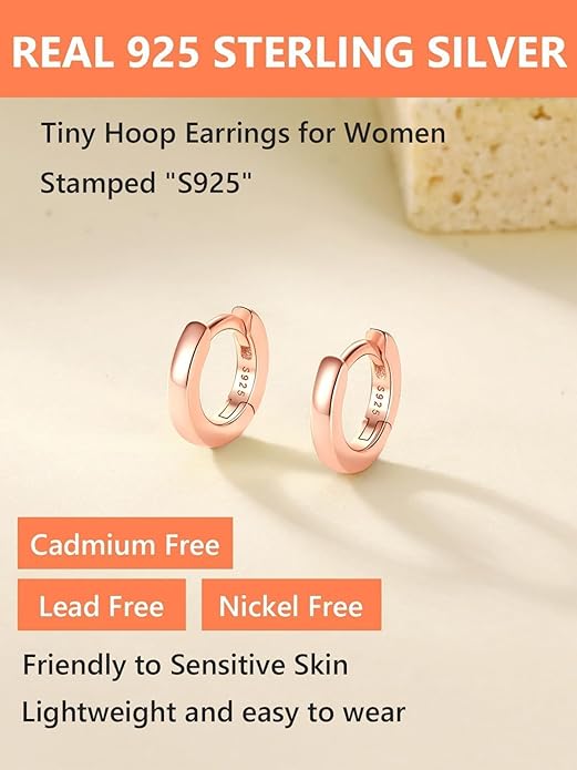 Silvora 925 Sterling Silver Small Hoop Earrings for Women Huggie Earrings Hypoallergenic Cartilage Earrings Tiny Hoops 6mm/8mm/10mm/12mm/14mm/16mm/18mm/20mm