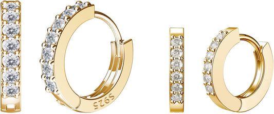 SWEETV 925 Sterling Silver Huggie Hoop Earrings for Women Girls-Tiny Small Cartilage Hoop Earring