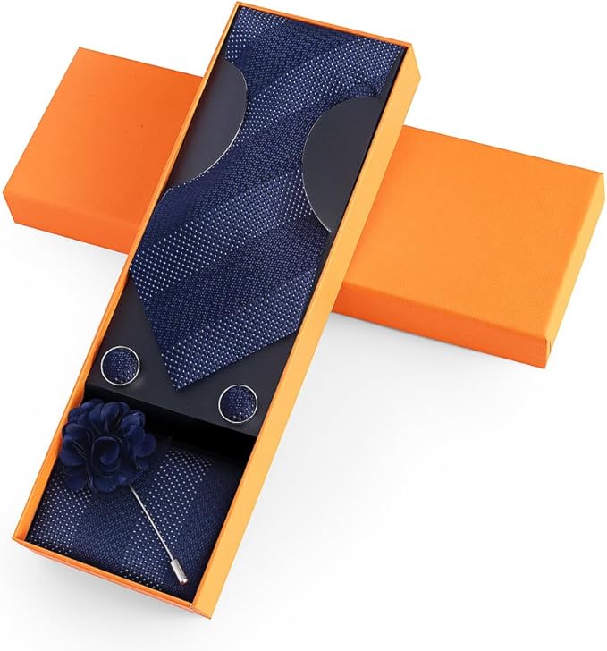 joy alice Ties Set Men Mixed Color Necktie Handkerchief Cufflinks Brooch 3.15 Formal