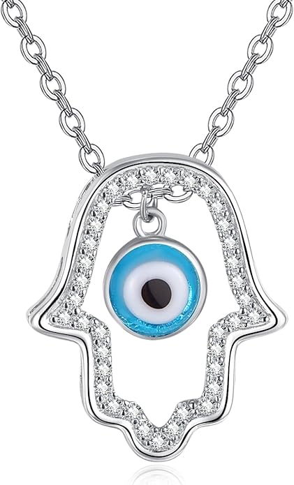 Dreamboat Sterling Silver Evil Eye Necklace for Women Protection Necklace Hamsa Nazar Mal De Ojo Turco Spiritual Jewelry Evil Eye Gifts