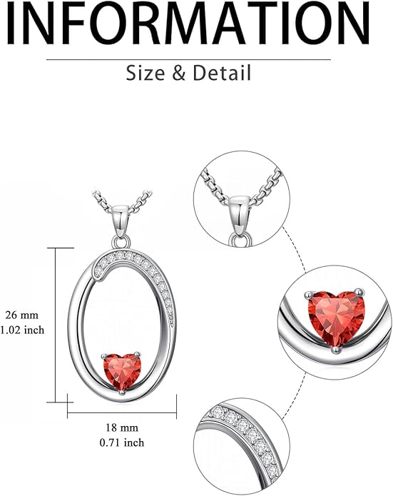 Christmas Gifts for Women Alphabet A to Z Initial Birthstone Pendant Necklaces for Women - 18k White Gold Plated Personalized Name Jewelry Valentine Mothers Day Birthday Gifts for Women Her Girlfriend
