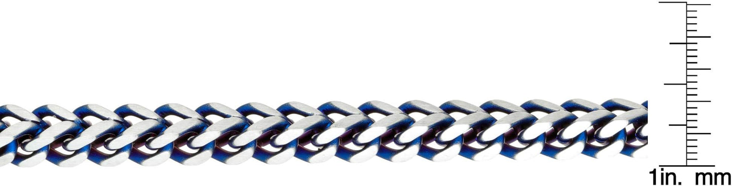 Metro Jewelry Foxtail Chain Necklace for Men in Stainless Steel with Black, Blue or Yellow Gold Ion Plated 5 MM Wide 18 to 30 Inches Long with Lobster Claw