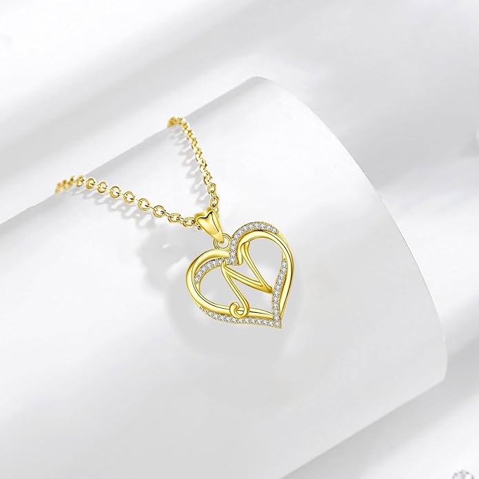 INFUSEU Unique Initial Necklaces for Women Girls Small Heart Letter Jewelry, Meaningful Personalized Gifts