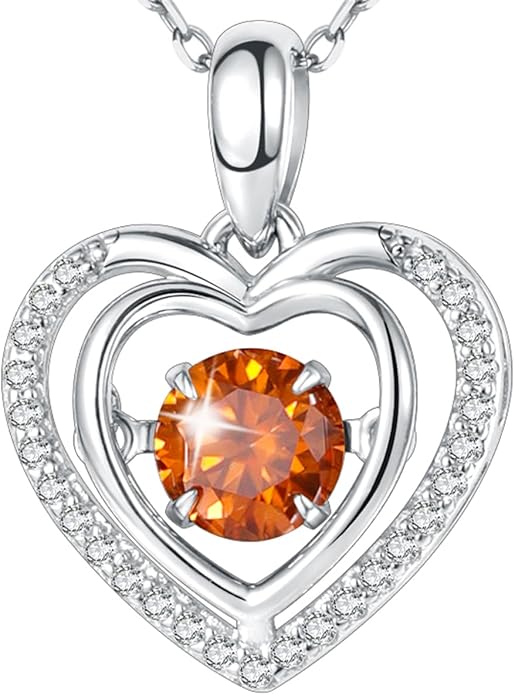 Gem's Beauty Silver Heart Necklace for Women - 925 Silver Moissanite Pendant, Dainty Dance Gift for Her, Mom, Wife |Christmas/Anniversary/Valentine’s Birthstone Jewel