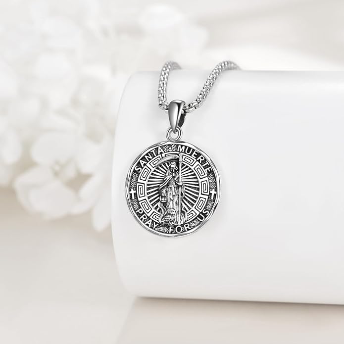 YFN Patron Saint Necklace Sterling Silver Amulet Medal Pendant Religious Protector Jewelry Gifts for Women Men