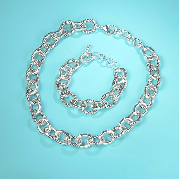 UNY JEWEL Twisted Cable Wire Link Chain Bracelet Two Tone Designer Brand Inspired Women Jewelry Valentine (2 Tone)