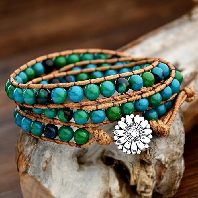 ZOSOJONA Boho Wrap Bead Bracelet for Women - Handmade Adjustable Natural Stone Beaded Bracelets Rope Yoga Healing Bracelet Bangle Hippie Jewelry