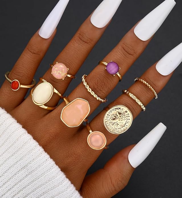 iF YOU 25 Pcs Gold Knuckle Ring Set for Women, Chunky Stackable Finger Midi Rings, Silver Simple Stacking Cute Rings Pack Trendy Stuff Jewelry Gift