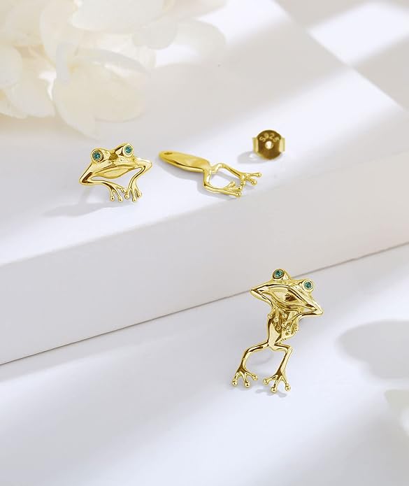 INFUSEU Sterling Silver Cute Stud Earrings Cat Frog Mushroom Bunny, Small Gifts for Women Teen Girls Animal Lovers