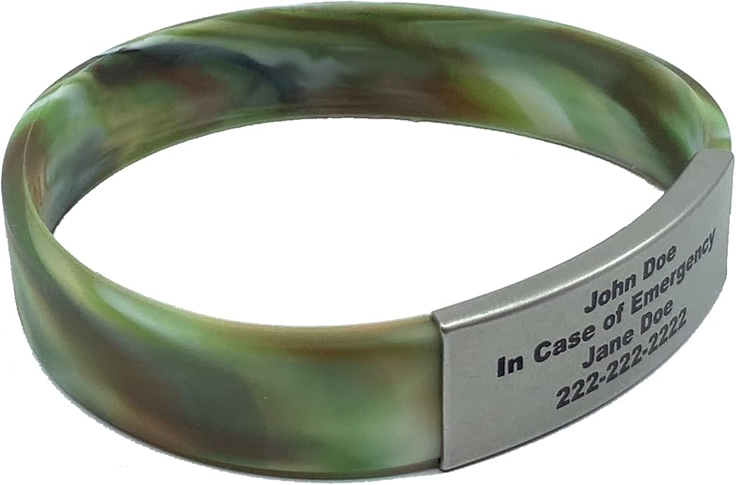 Personalized Medical Alert Bracelet for Men & Women – Custom Engraved Waterproof Silicone Wristband with Stainless Steel ID Plate – Medical ID Bracelet for Allergies, Conditions, ICE Info & Emergency Card