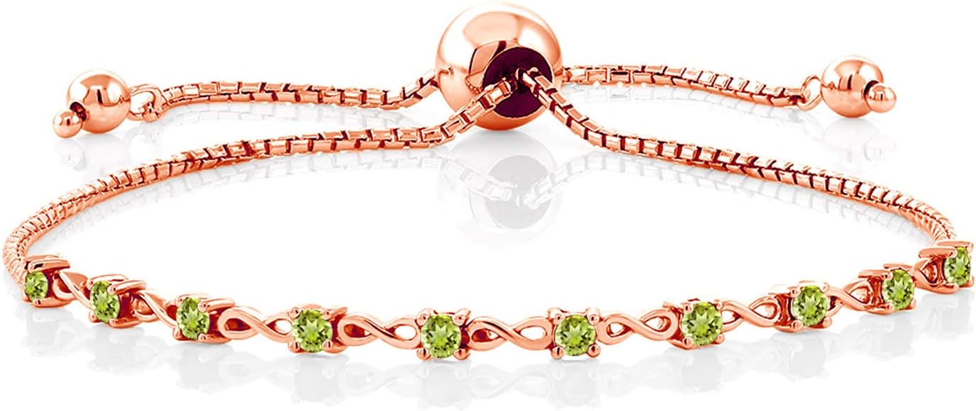 Gem Stone King Round Gemstone Birthstone Tennis Bracelet For Women | 925 Sterling Silver | 2.5MM Round | Fits Up To 9 Inch Wrist | Adjustable Bolo Bracelet For Women | Easy-On Easy-Off