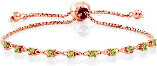 Gem Stone King Round Gemstone Birthstone Tennis Bracelet For Women | 925 Sterling Silver | 2.5MM Round | Fits Up To 9 Inch Wrist | Adjustable Bolo Bracelet For Women | Easy-On Easy-Off