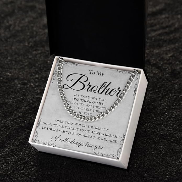 KOLMALK Brother Necklace - Cuban Link Chain Necklace for Men, To My Brother Gift from Sister for Birthday, Anniversary or Christmas
