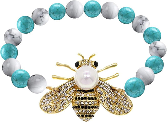 Honey Bee Brooches Crystal Insect Themed Bee Brooch Animal Fashion Shell Pearl Brooch Pin Gold Tone