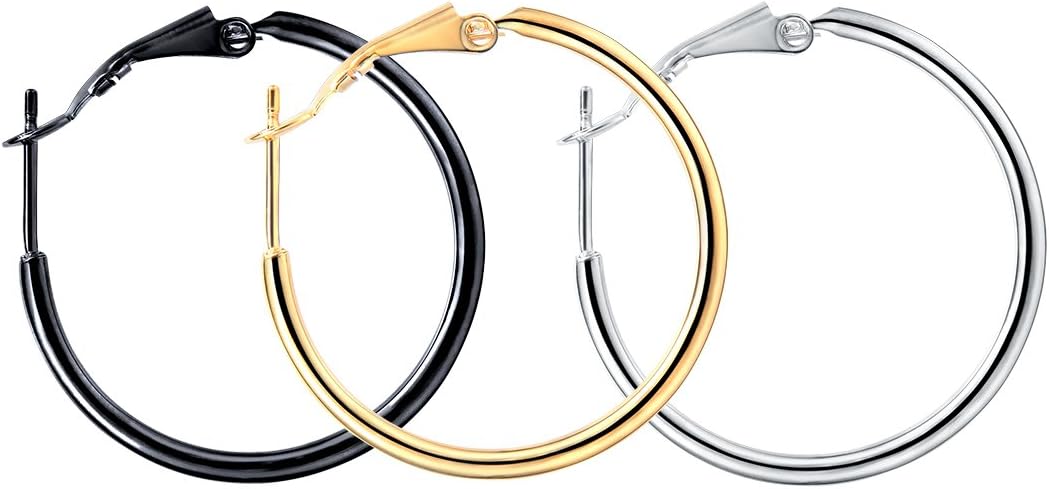 FOCALOOK 14K Gold Plated Lightweight Large Hoops| 2mm Thin Hoop Earrings for Women 30/40/50/70/100mm