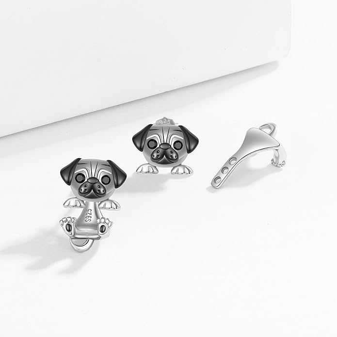 Animal Jacket Earrings for Womens 925 Sterling Silver Axolotl Pug Cat Goat Earrings Cute 3D Earrings Jacket Hypoallergenic