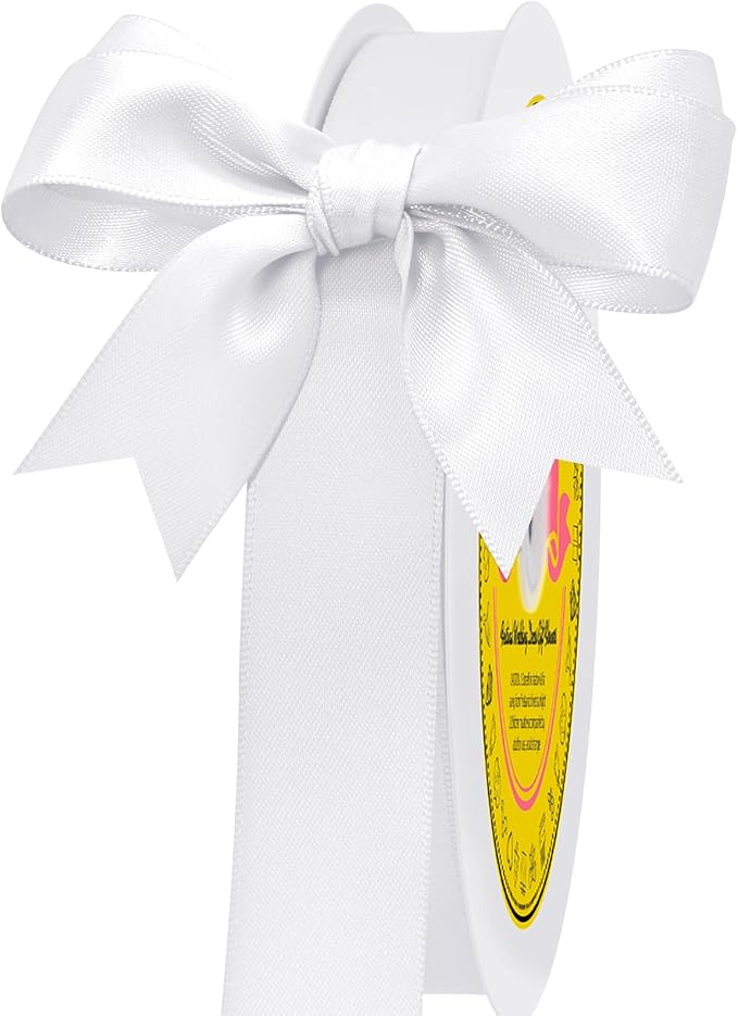 LEEQE Double Face White Satin Ribbon 7/8 inch X 100 Yards Polyester White Ribbon for Gift Wrapping Very Suitable for Weddings Party Hair Bow Invitation Decorations and More