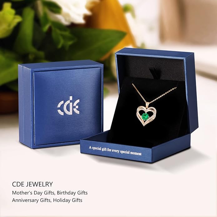 CDE Forever Love Heart Necklaces for Women, Wedding Anniversary, Birthday Mothers Day Gifts for Mom, Mother, Wife, Girlfriend, S925 Silver Jewelry with Birthstone Pendant